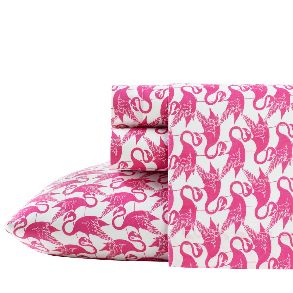 Bright Pink Poppy /& Fritz Aubrey Flannel Comforter Set Twin