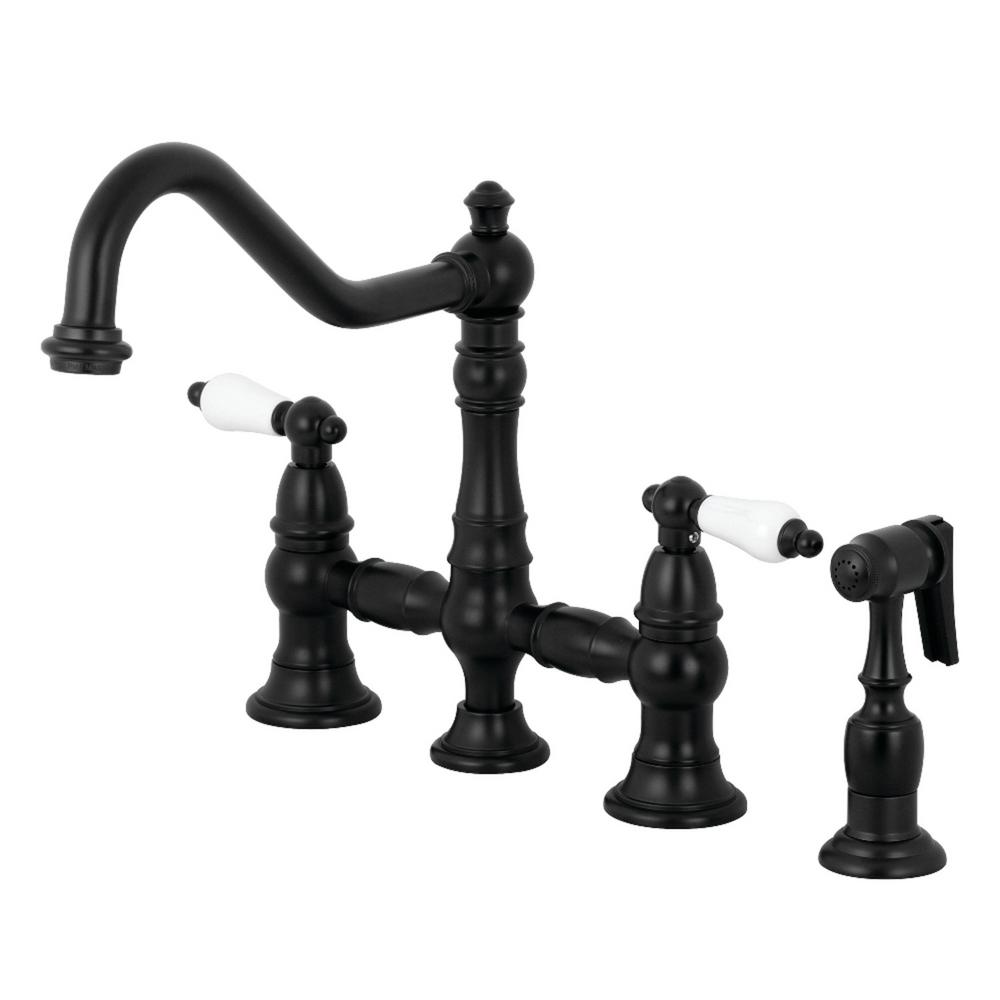 Black 4 Hole Kitchen Faucets Kitchen The Home Depot