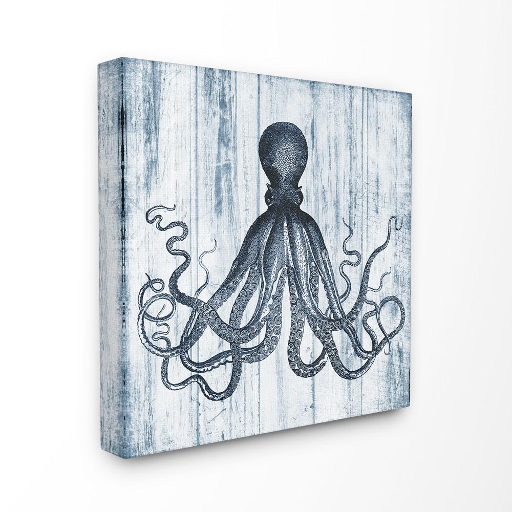 The Stupell Home Decor Collection 30 In X 30 In Blue Distressed Octopus Ocean Animal Illustration By Piddix Printed Canvas Wall Art Cwp 297 Cn 30x30 The Home Depot