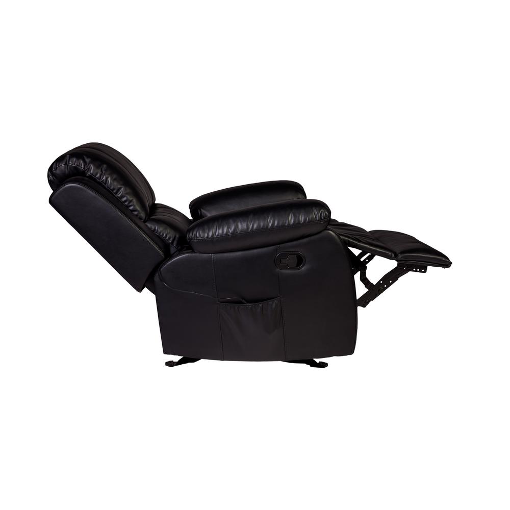 Relaxzen Clarkson Black PU Leather Massage Rocker Recliner 607030M05