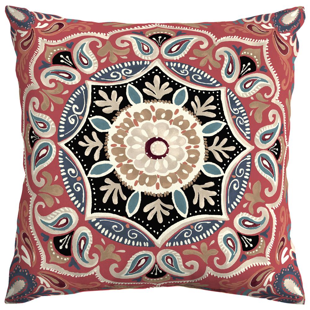 Hampton Bay Black/Oatmeal Trellis Square Outdoor Throw PillowTH07546B9D4 The Home Depot