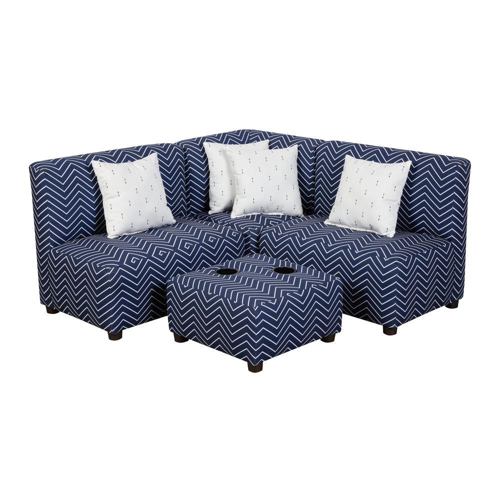 Jack Juvenile Kids Indigo Navy Blue And White Upholstered