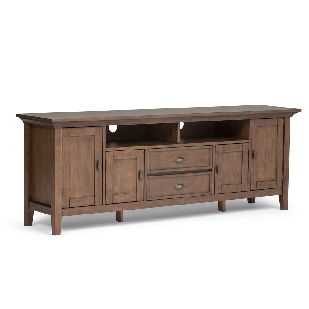 Simpli Home Redmond Rustic Natural Aged Brown 72 in. TV Media Stand