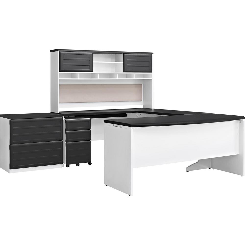 Ameriwood Mansfield Gray And White Credenza Desk Hd67397 The