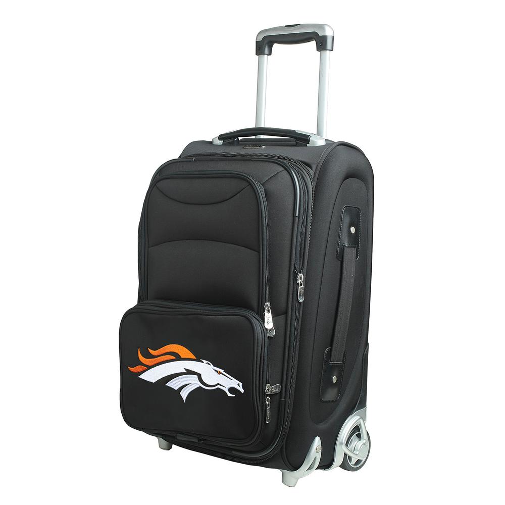 Denco NFL Denver Broncos 21 in. Black Carry-On Rolling Softside Suitcase