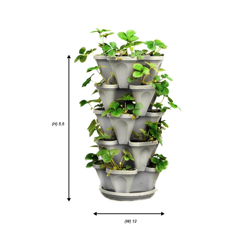 Mr Stacky 12 In X 5 5 In Stone Plastic Vertical Stackable Planter 5 Pack P 325 13 5 The Home Depot