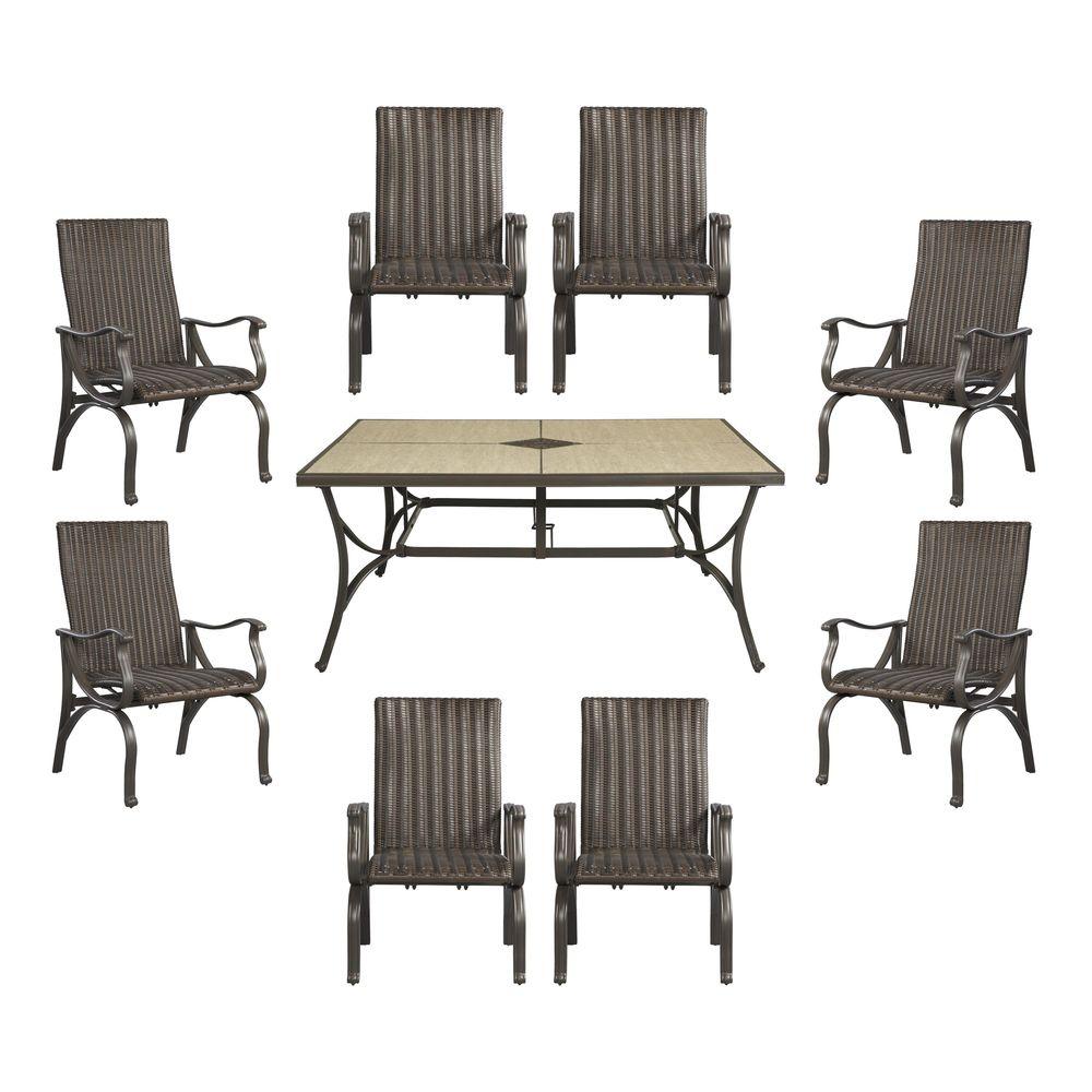 Hampton Bay Pembrey 9 Piece Patio Dining Set Hd14227 The Home Depot