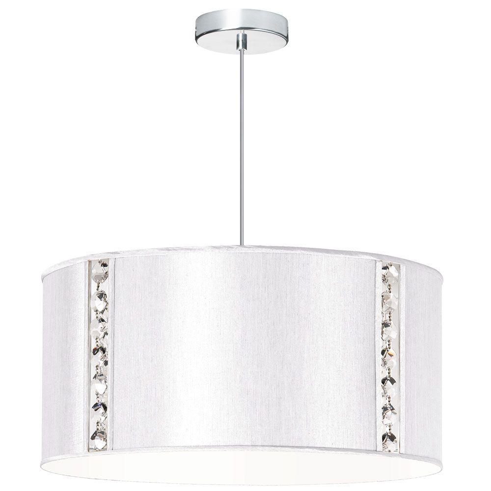 Radionic Hi Tech Elise 3 Light Pearl Pendant With Crystal Accents Elise 3 Light Pearl Pendant With Crystal Accents And Silk Glow Drum Shade
