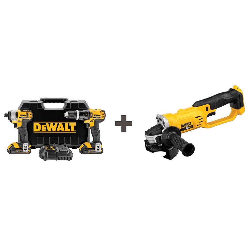 Dewalt 20 Volt Max Lithium Ion Cordless Combo Kit 5 Tool With 2 Batteries 3ah Charger And