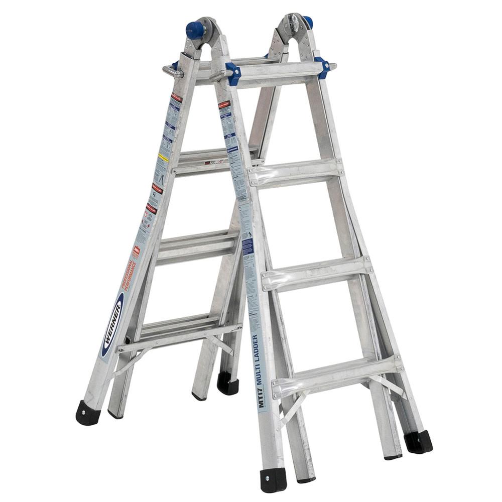 Werner 5-in-1 Telescoping 18 ft Aluminum Multi-Position Ladder