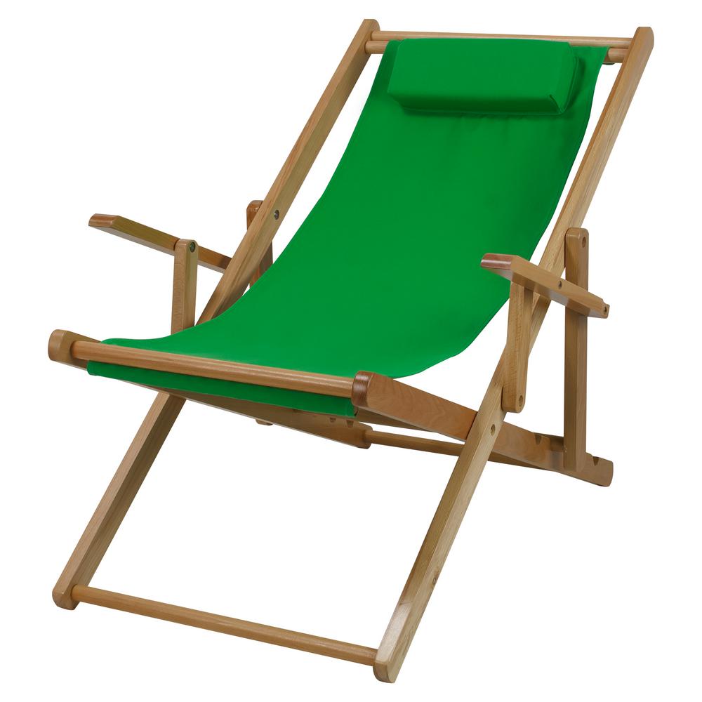Casual Home Natural Frame and Green Canvas Solid Wood Sling Chair11400/01133 The Home Depot
