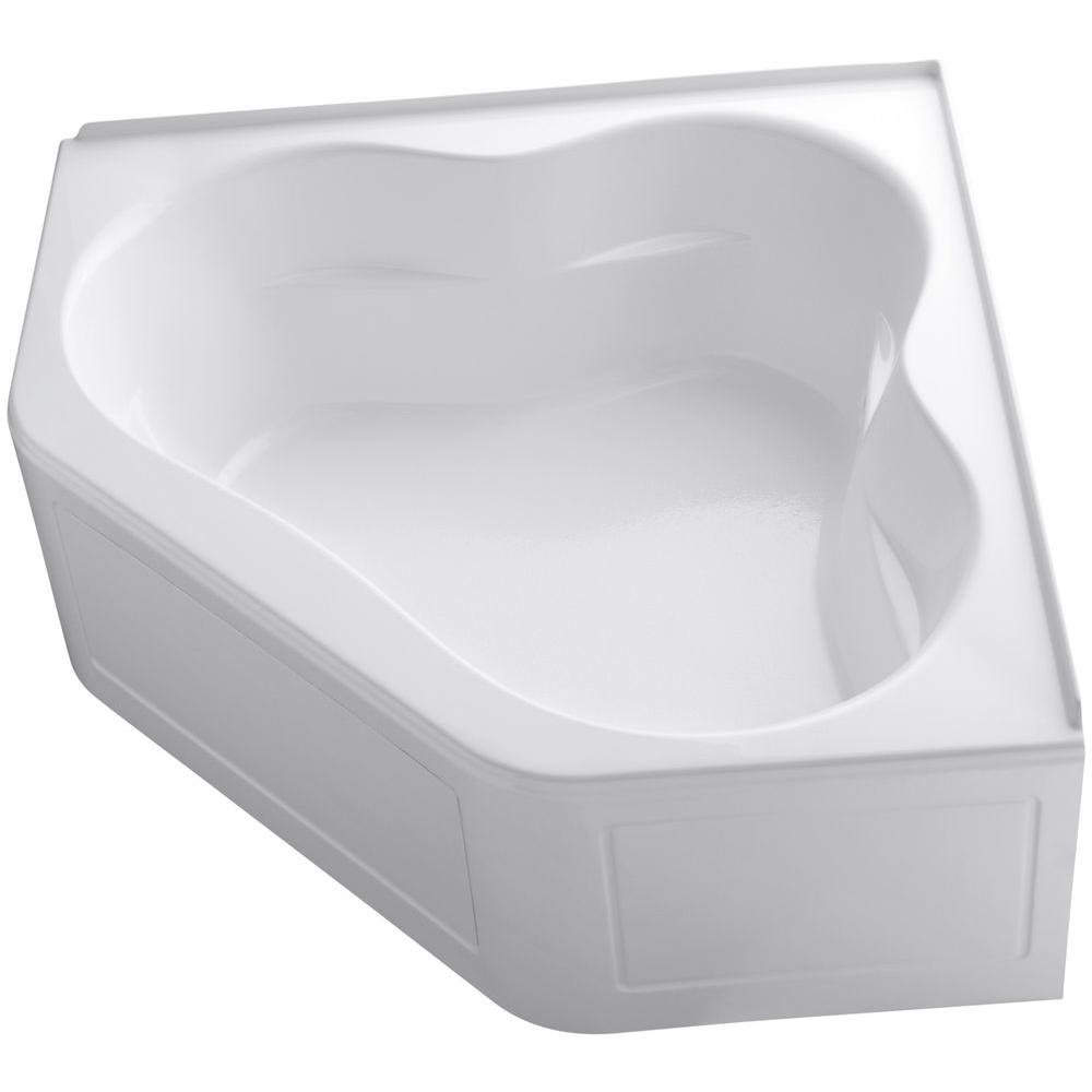 Kohler Tercet 5 Ft Center Drain Corner Alcove Bathtub In White K