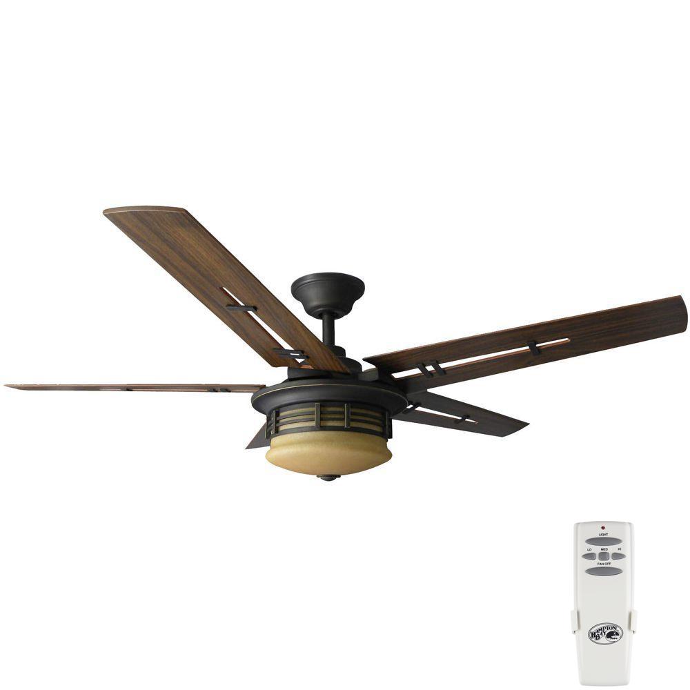 Hampton Bay Pendleton 52 In Led Indoor Oil Rubbed Bronze Ceiling Indoor Oil Rubbed Bronze Ceiling Fan With Light Kit And Remote Control