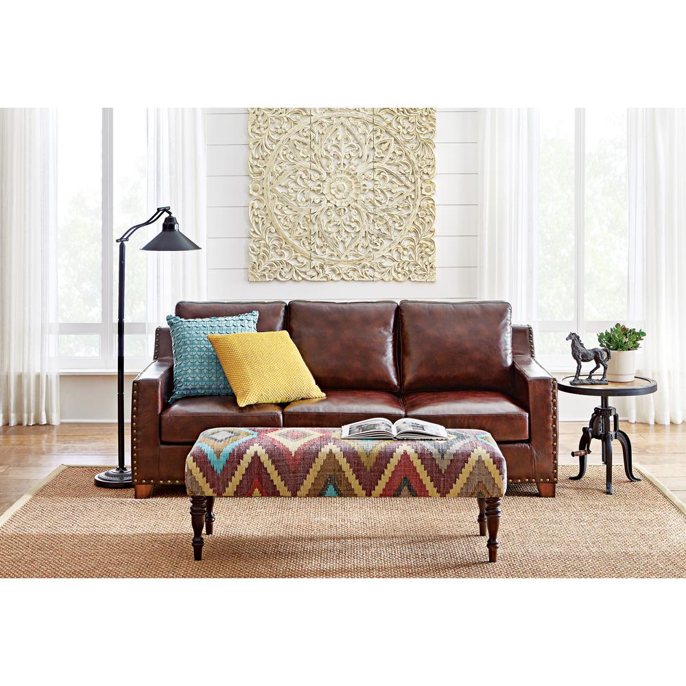 Home Decorators Collection Garrison Brown Leather Sofa 1600400820 The