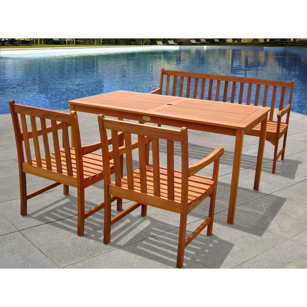 Vifah English Garden Eucalyptus 4-Piece Patio Dining Set-V98SET16 - The ...