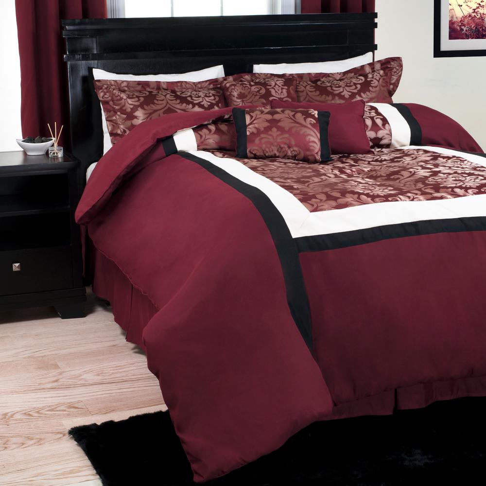 Trademark Global Oriental 7 Piece Maroon Queen Comforter Set 66 302 Trademark Global Oriental 7 Piece Maroon Queen Comforter Set 66 302 Q The Home Depot