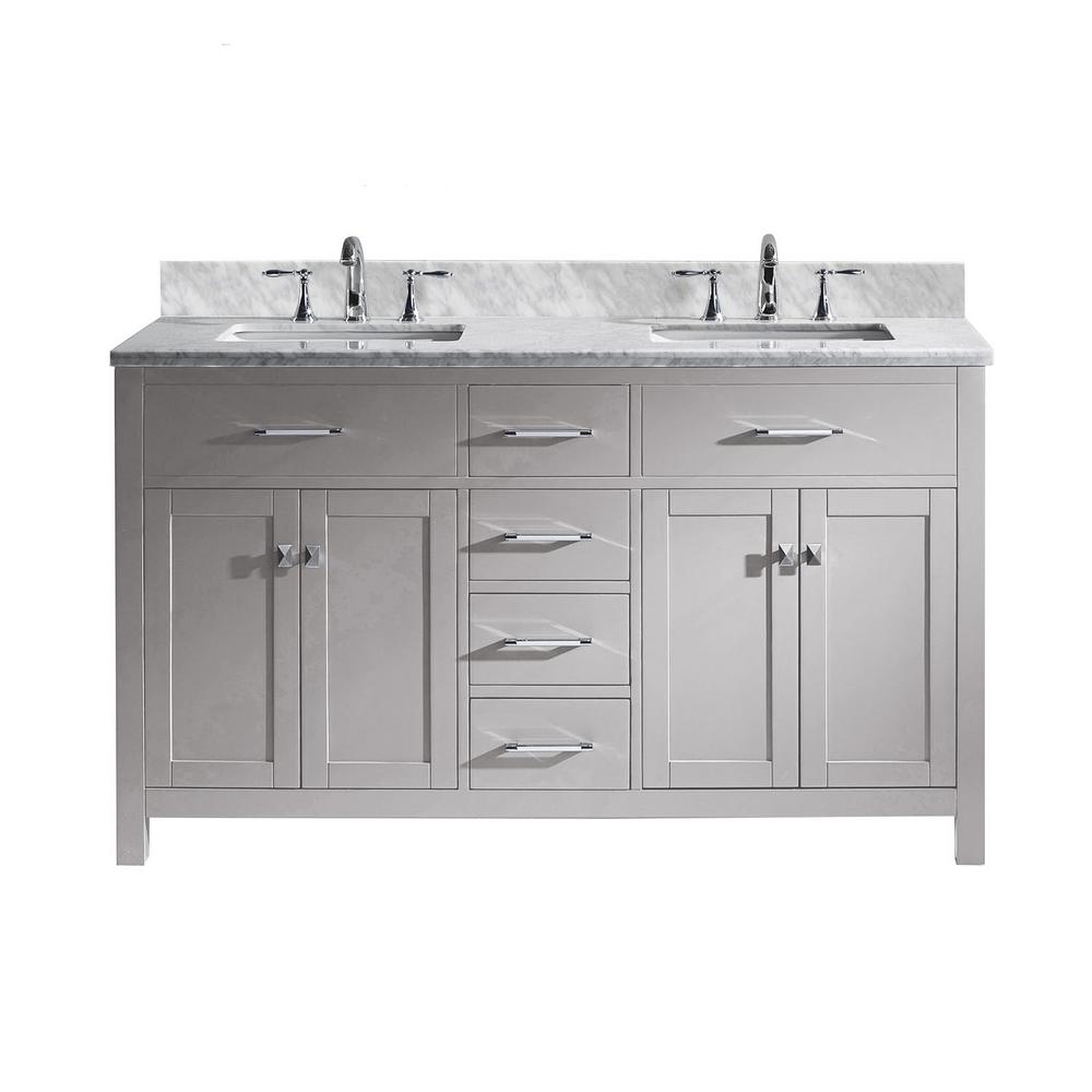 Virtu Usa Caroline 60 In W Bath Vanity Cashmere Gray With Bath Vanity In Cashmere Gray