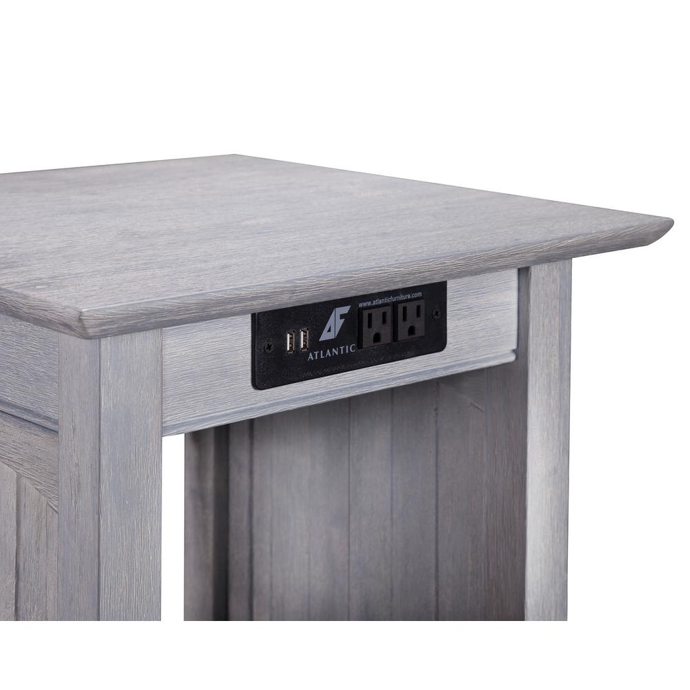 Atlantic Furniture Nantucket Driftwood End Table With Charging