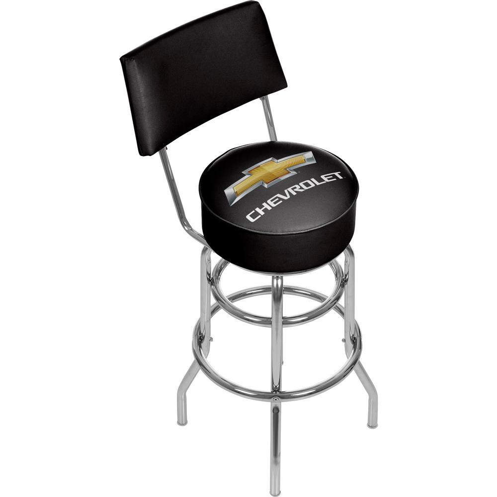 Trademark Chevrolet 30 In Chrome Swivel Cushioned Bar Stool Chrome Swivel Cushioned Bar Stool Gm1100ch The Home Depot