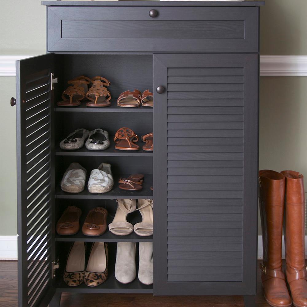 Baxton Studio Harding Wood Shoe-Storage Cabinet in Dark Brown Espresso