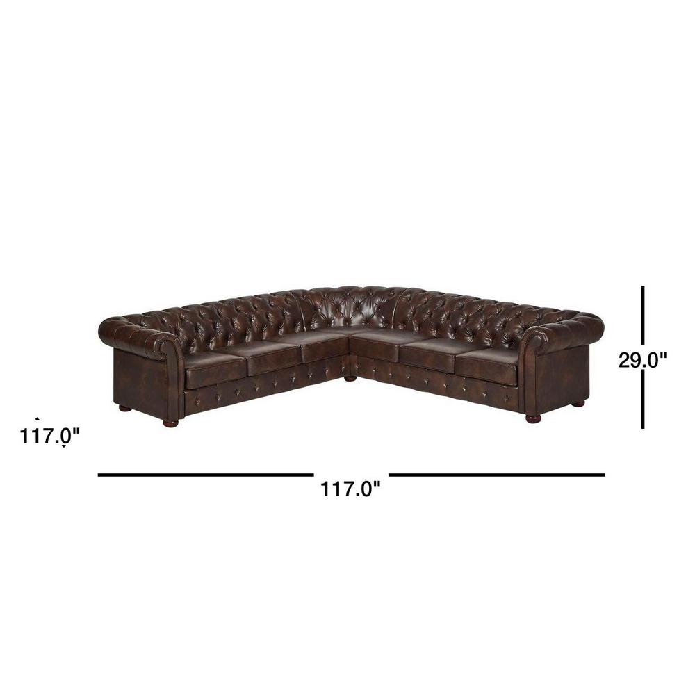 Homesullivan Radcliffe Chocolate Faux Leather 6 Seater L Shaped Chesterfield Sectional Sofa With Wood Legs 40e208bdrsecss The Home Depot - Leather Chesterfield Sectional Sofa Homesullivan Radcliffe Chocolate Faux Leather 6 Seater L Shaped Chesterfield Sectional Sofa With Wood Legs 40e208bdrsecss The Home Depot - Leather Chesterfield Sectional Sofa