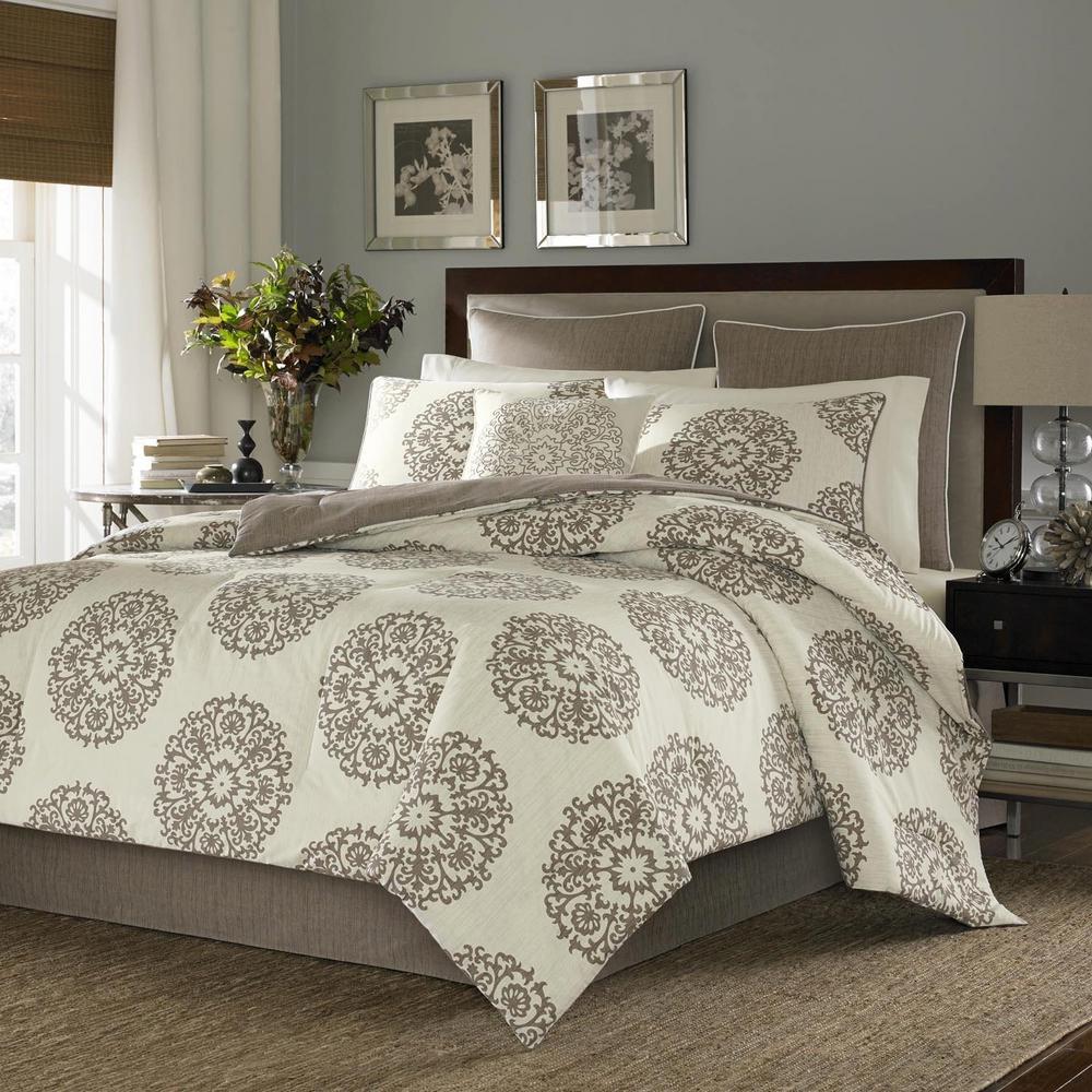 Stone Cottage Medallion 4 Piece Brown King Cotton Comforter Set