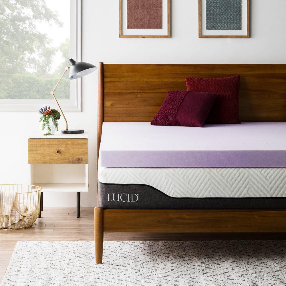 Lucid 4 in. King Lavender Memory Foam Topper-HDLU40KK30VT - The Home Depot