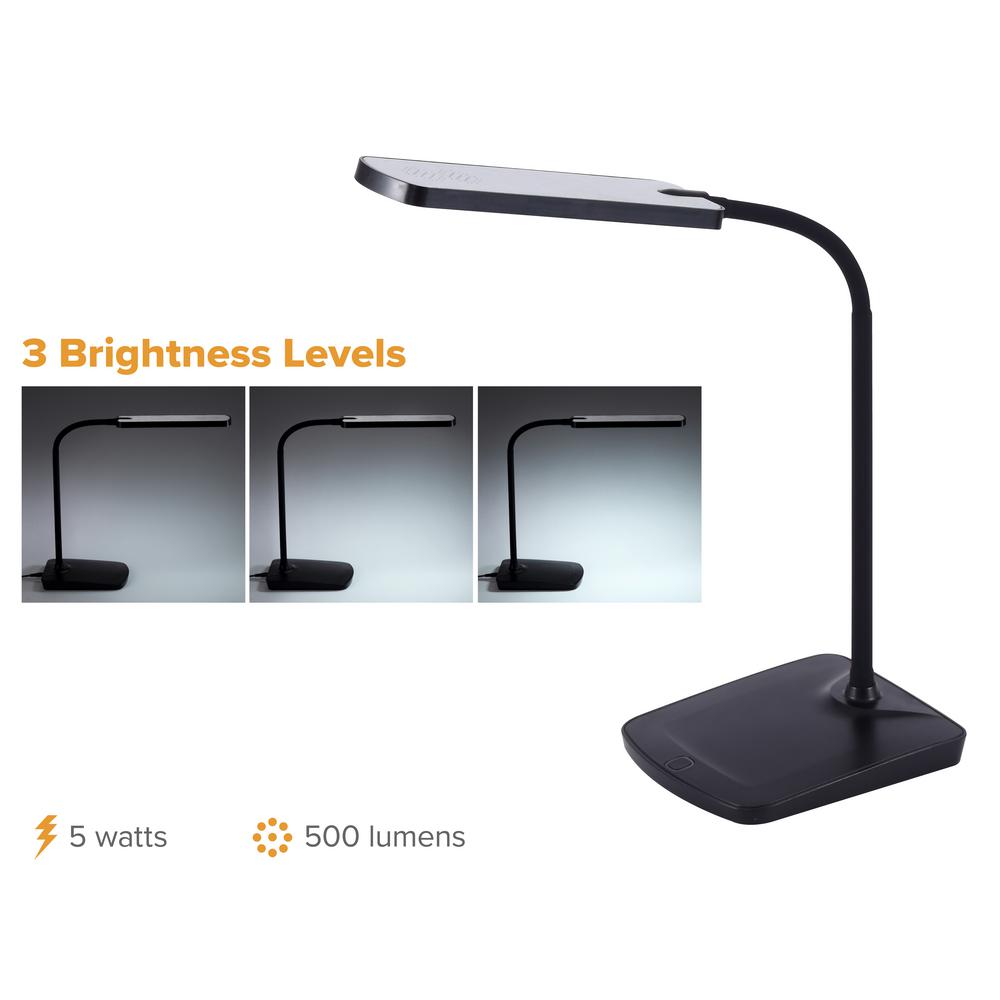 Dimmable LED Table Lamp Brown Work Light LED Desk Lamp 3 Level Brightness Touch-Sensitive Control Panel