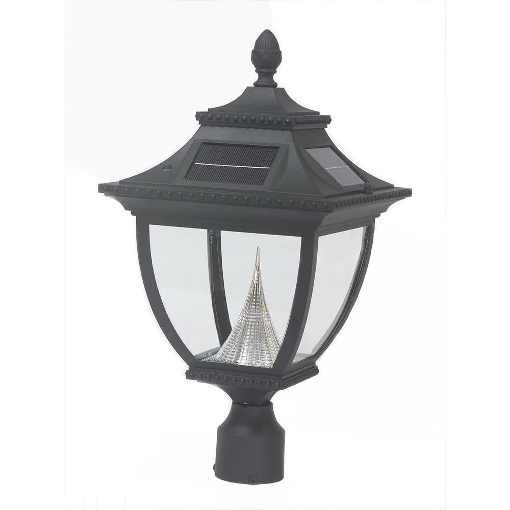 Dusk To Dawn Post Lighting Outdoor The Home Depot Pagoda Solar Black Outdoor Led Post Light