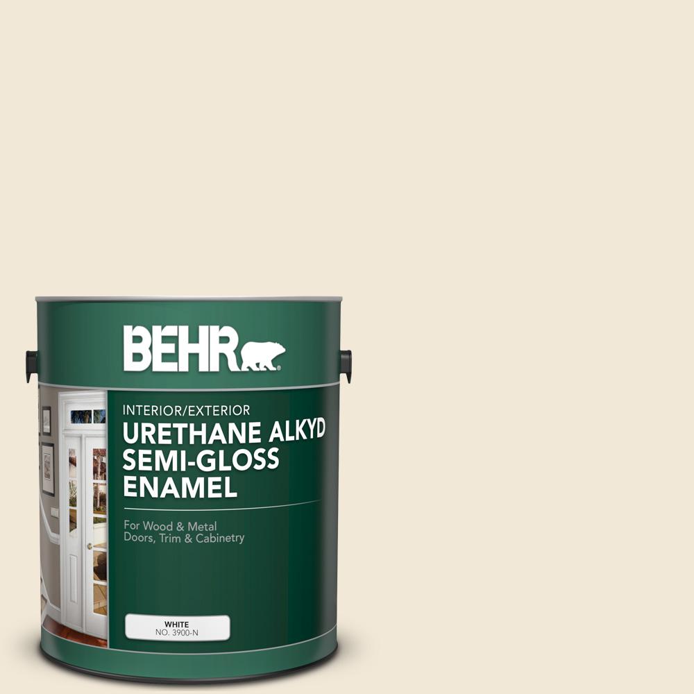 Behr 1 Gal 13 Cottage White Urethane Alkyd Semi Gloss Enamel