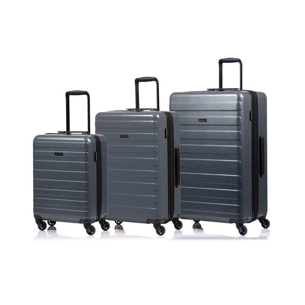 CHAMPS Fire 28 in.,24 in., 20 in. Grey Hardside Luggage Set with ...