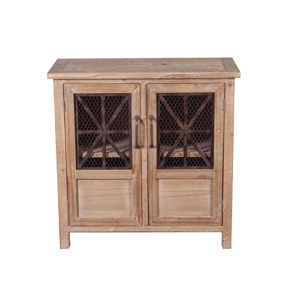 Winsome House Natural Wood And Metal Cabinet With Double Doors