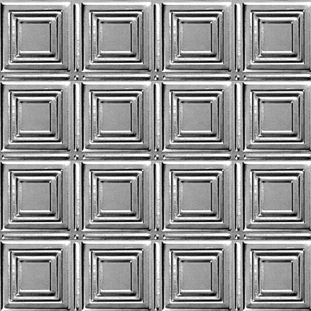 Shanko 2 ft. x 2 ft. Layin Suspended Grid Tin Ceiling Tile in Bare