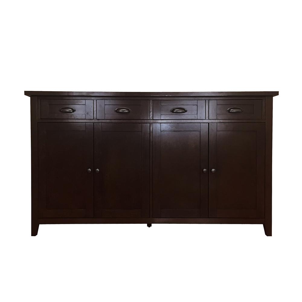Donnieann Brookdale Dark Walnut Buffet Sideboard With 4