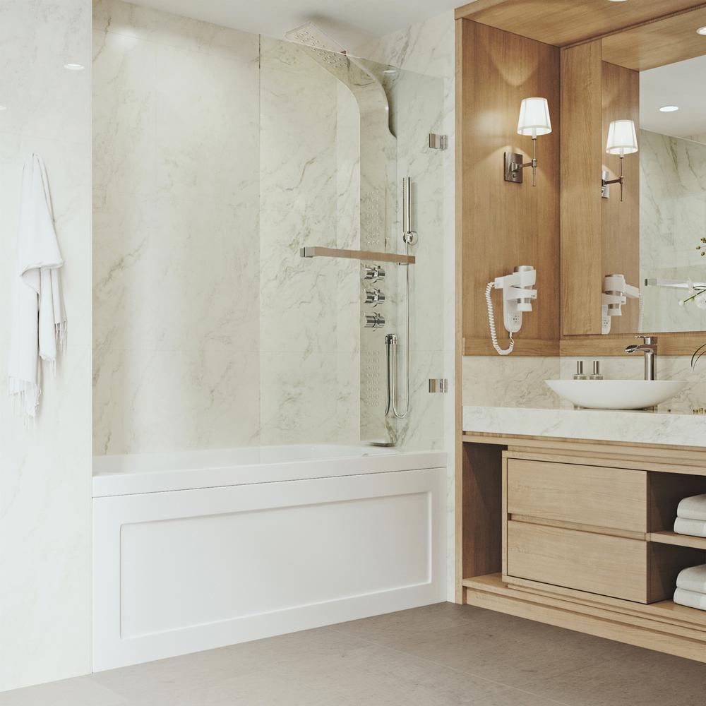 Vigo Rialto 34 In X 58 Bathtub Door With 3125 Clear Glass And Stainless Steel Hardware - Bathtub Doors With Mirror Vigo Rialto 34 In X 58 Bathtub Door With 3125 Clear Glass And Stainless Steel Hardware - Bathtub Doors With Mirror