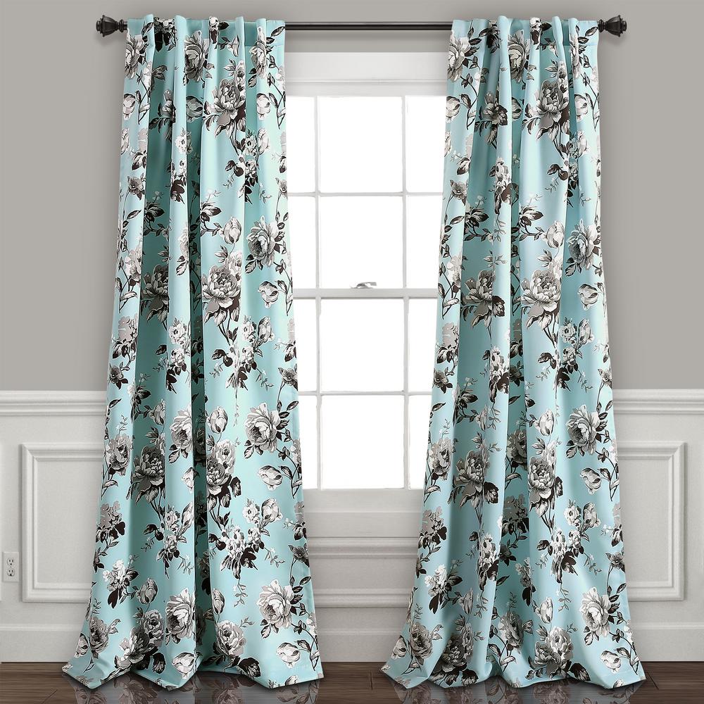 Lush Decor Tania Floral Window Panel in Blue - 84 in. L x ...