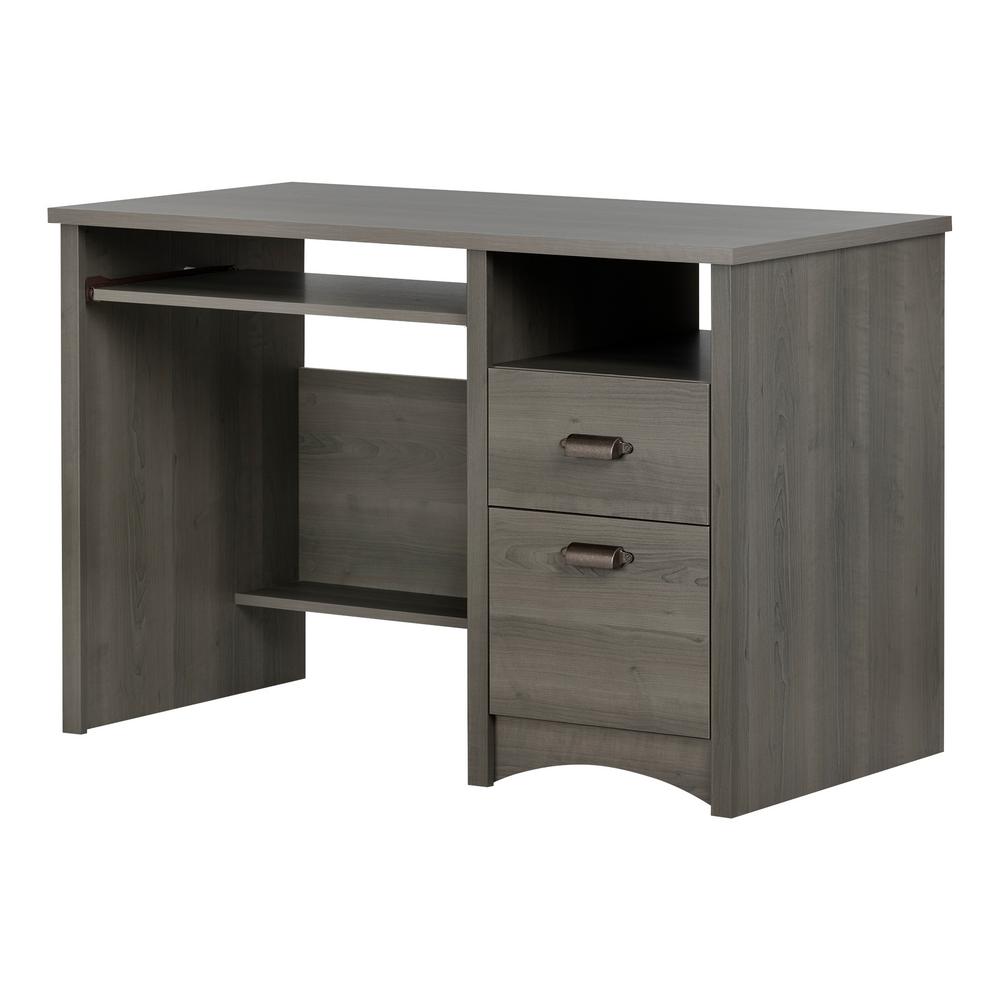 South Shore 46 In Gray Maple Rectangular 2 Drawer Computer Desk With Keyboard Tray 11929 The Home Depot