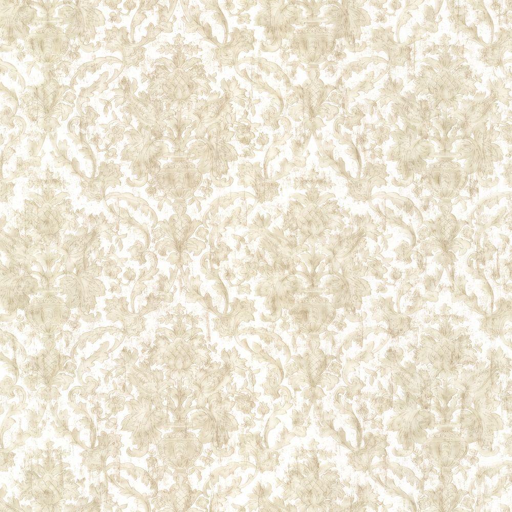 Mirage Majestic Beige Scrolling Damask Wallpaper-991-68245 - The Home Depot