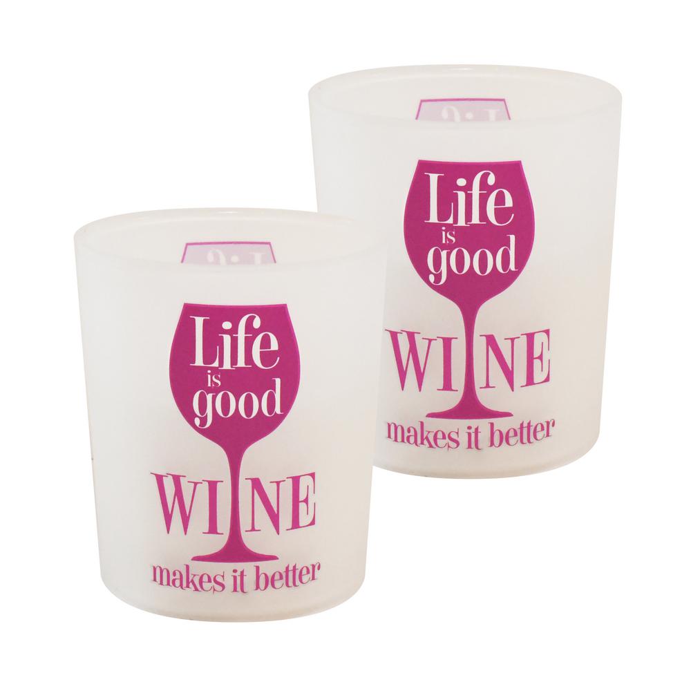 Lumabase Battery Operated Wax Filled Glass LED Candles - Life is Good, Wine Makes it Better (Set of 2), White was $20.99 now $14.16 (33.0% off)