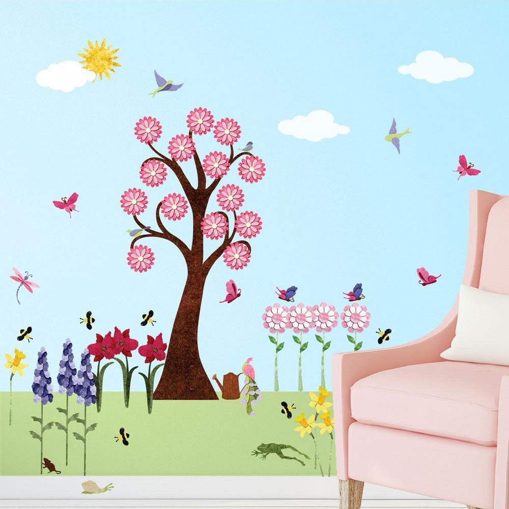 Flower Multi L And Stick Removable Wall Decals Garden Theme Mural 41 Piece Set
