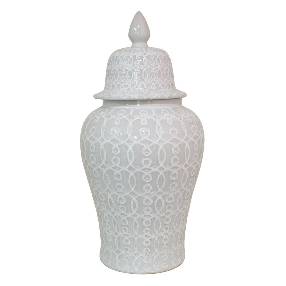 Three Hands 33 In White Ceramic Temple Jar 45894 The Home Depot White Ceramic Temple Jar