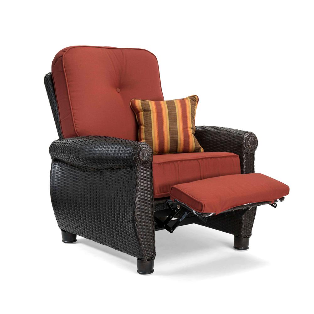 Breckenridge Wicker Outdoor Recliner With Sunbrella Meredian Brick Breckenridge Wicker Outdoor Recliner