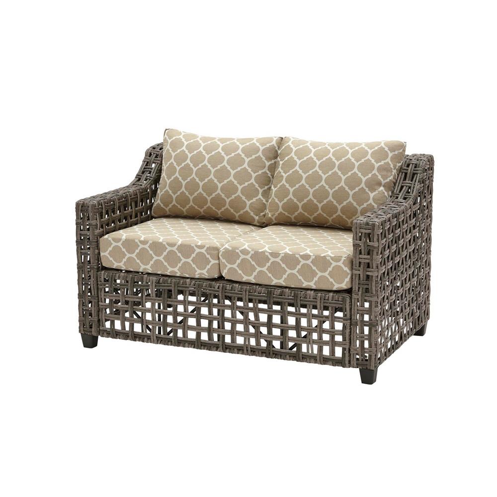 Hampton Bay Briar Ridge Brown Wicker Outdoor Patio Loveseat with