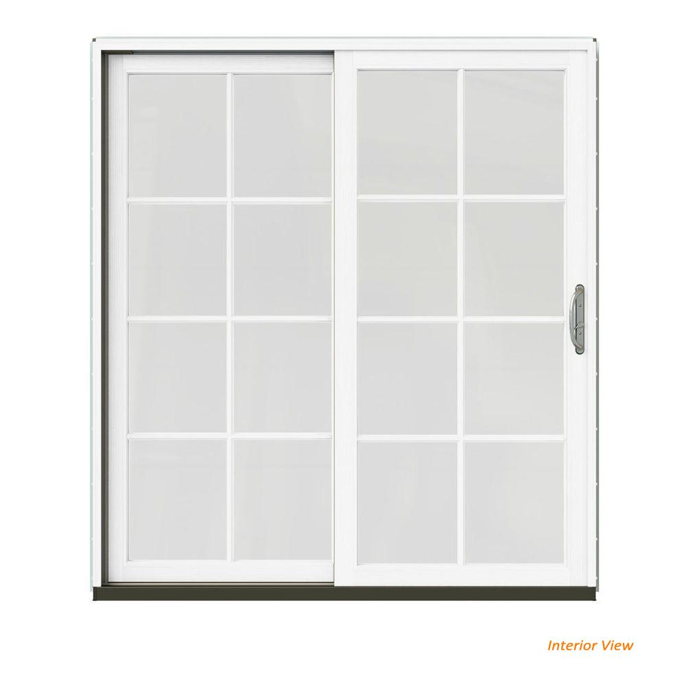 Jeld Wen 72 In X 80 W 2500 Contemporary Black Clad Wood Left Hand 8 Lite Sliding Patio Door White Paint Interior