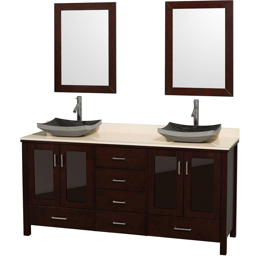 Wyndham Collection Lucy 72 in. Vanity in Espresso with Marble Vanity
