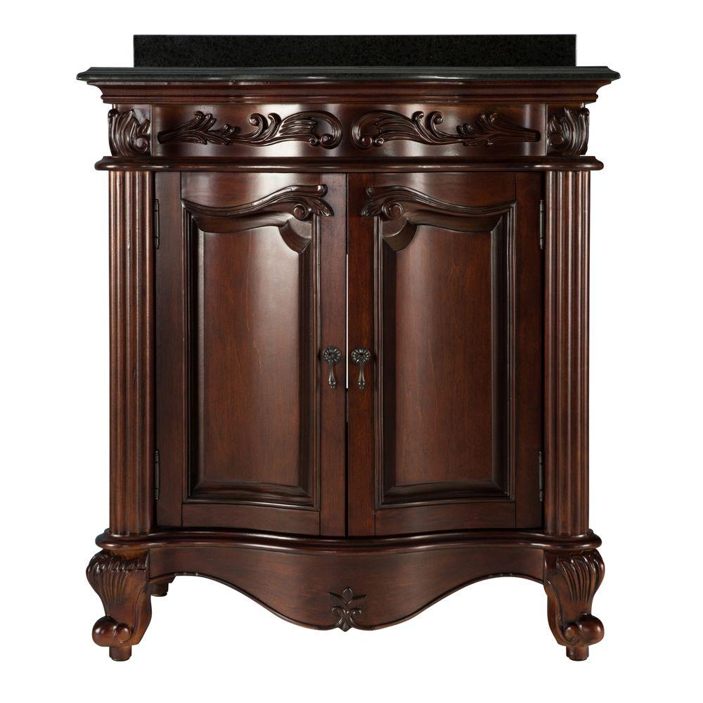 Estates 31 in. Vanity in Rich Mahogany with Granite Vanity Top in Black