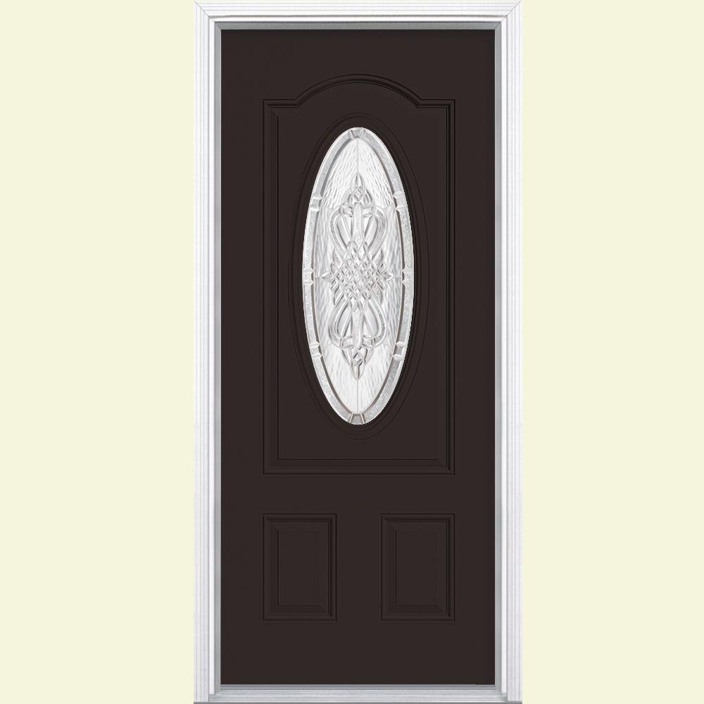 Masonite 36 In X 80 In New Haven 3 4 Oval Lite Left Hand Inswing