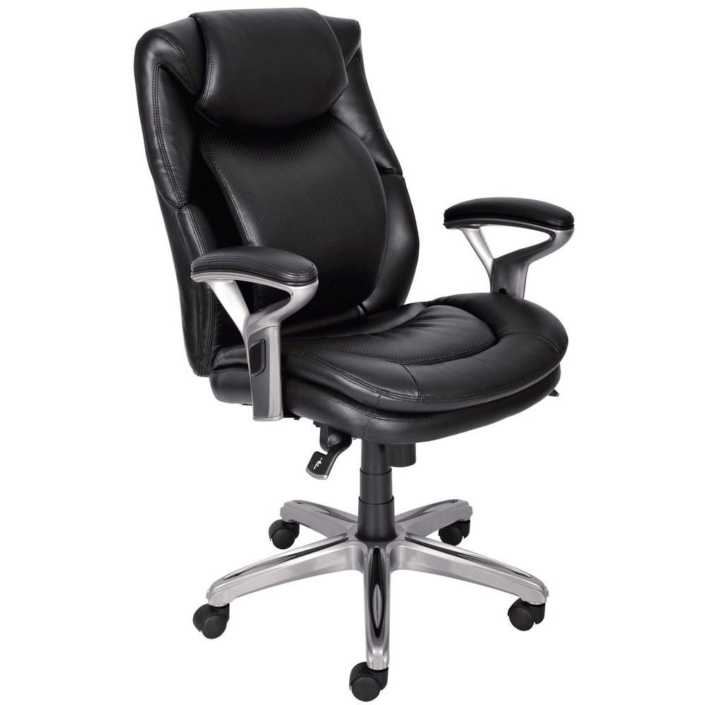 serta wellnessdesign black bonded leather mid back office chair44103   the home depot