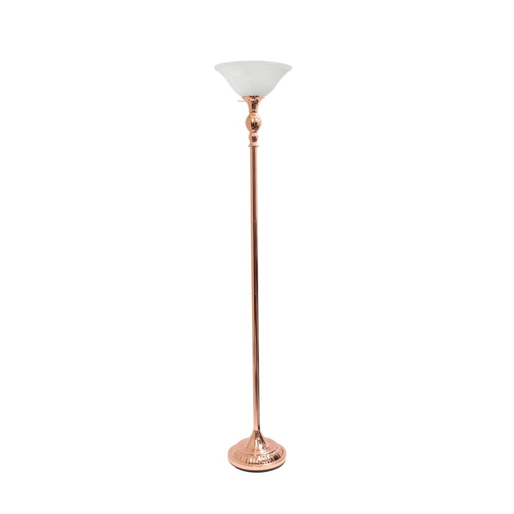 Elegant Designs 71 In 1 Light Rose Gold Torchiere Floor Lamp With