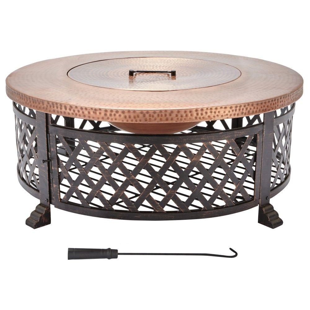 Home Decorators Collection 40 in. Lattice Fire Pit Table in Copper